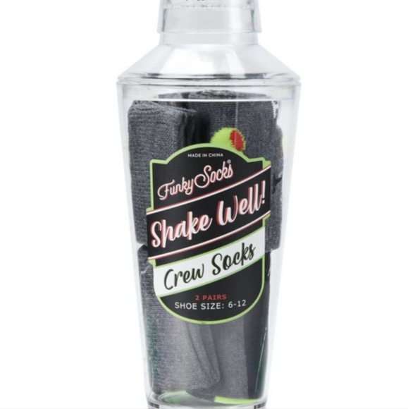 ✔️2-Pack Assorted Martini Shaker Mid Calf Crew Socks - Picture 1 of 4